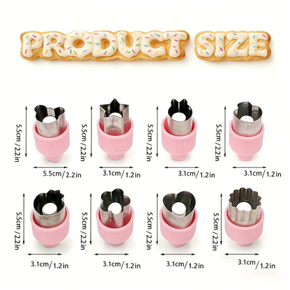 8PCS Press Cookie Cutter Set Food Grade Stainless Steel Butterfly Clear Embossing Molds for Fruit Veggie Biscuit Home DIY Baking