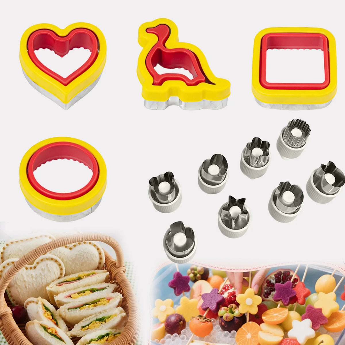 8PCS Press Cookie Cutter Set Food Grade Stainless Steel Butterfly Clear Embossing Molds for Fruit Veggie Biscuit Home DIY Baking