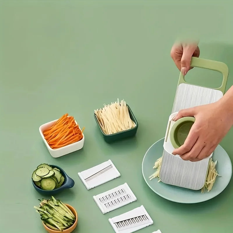 set Multifunctional Vegetable Slicer and Grater Set - Interchangeable Blades Manual Kitchen Tool Kit - for Potatoes