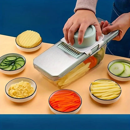 set Multifunctional Vegetable Slicer and Grater Set - Interchangeable Blades Manual Kitchen Tool Kit - for Potatoes