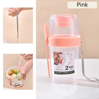Portable Salad Cup Breakfast Cup Food Stratification Yogurt Cereal Oatmeal Snacks Parfait Containers Fruit Box Cup With Lid Fork